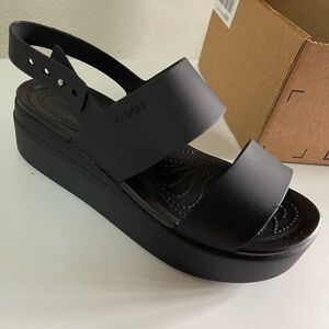 CROCS Black Platform Sandals with Wide Straps
